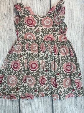 Pink Chicken Pink and Green Floral Ruffle Sundress